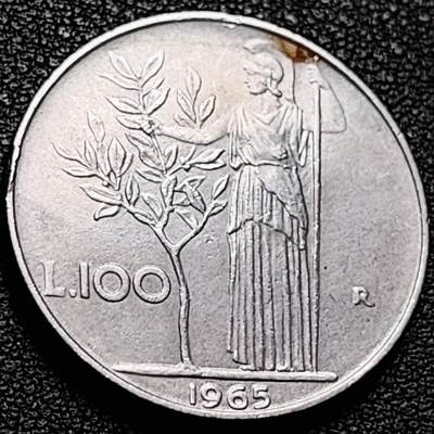泉币菌-第206场-拍品多 请提前出价 - 1965年 意大利100里拉 种植女神 直径28mm