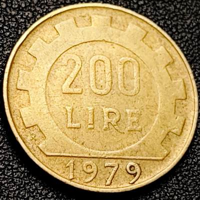 泉币菌-第206场-拍品多 请提前出价 - 意大利1979年 200里拉 丰收女神 齿轮 铝青铜币 24mm