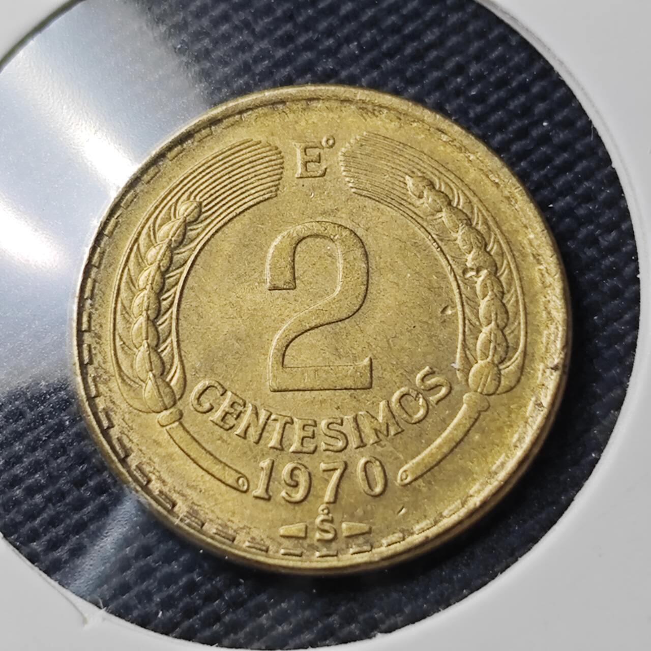 KK钱币收藏小铺   第404期 2月预留时间 周末发货  1970智利2分铜币