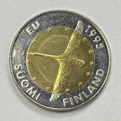 S&S Numismatic世界钱币-拍卖 第122期  - 芬兰1995年 欧盟轮值主席国 10马克双色纪念币 错版-十点钟方向磨具裂