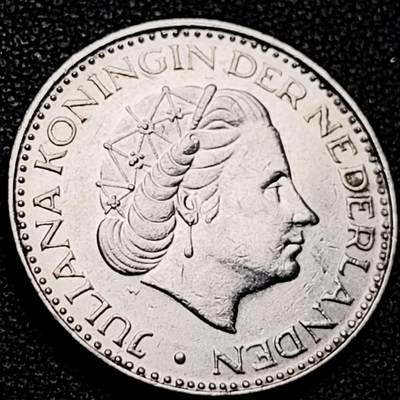 泉币菌-第206场-拍品多 请提前出价 1969年 荷兰1盾 朱莉阿娜女王 25mm 