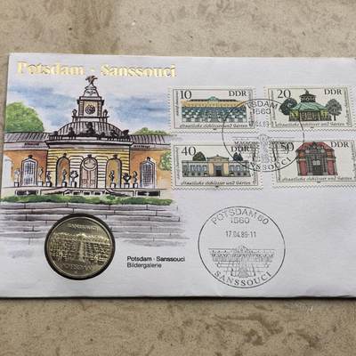 道一币馆币章第一百六十八场 - 邮币封 民主德国1986年弗雷德里克大帝的夏宫5马克纪念币