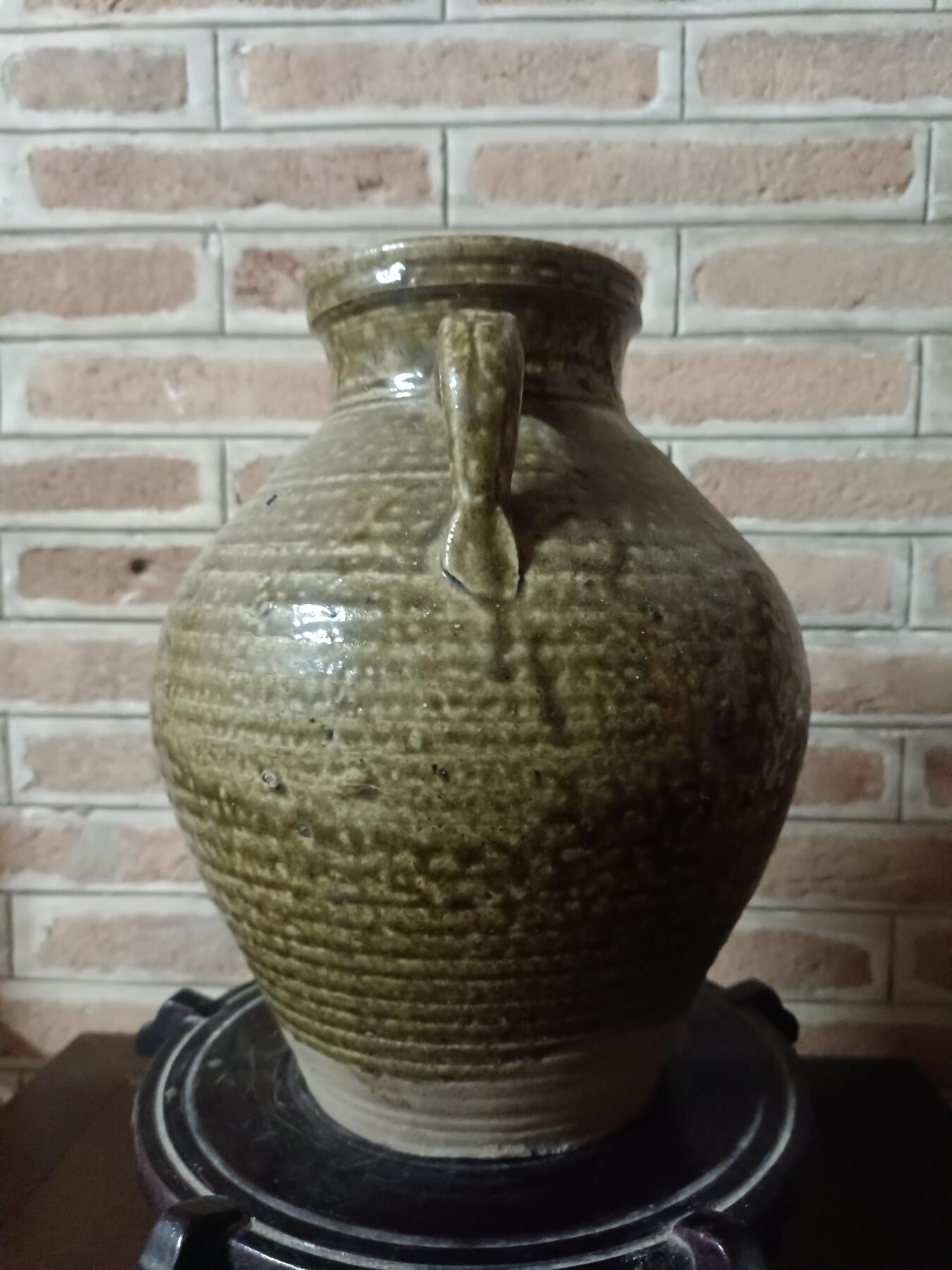 清代褐色釉双系罐