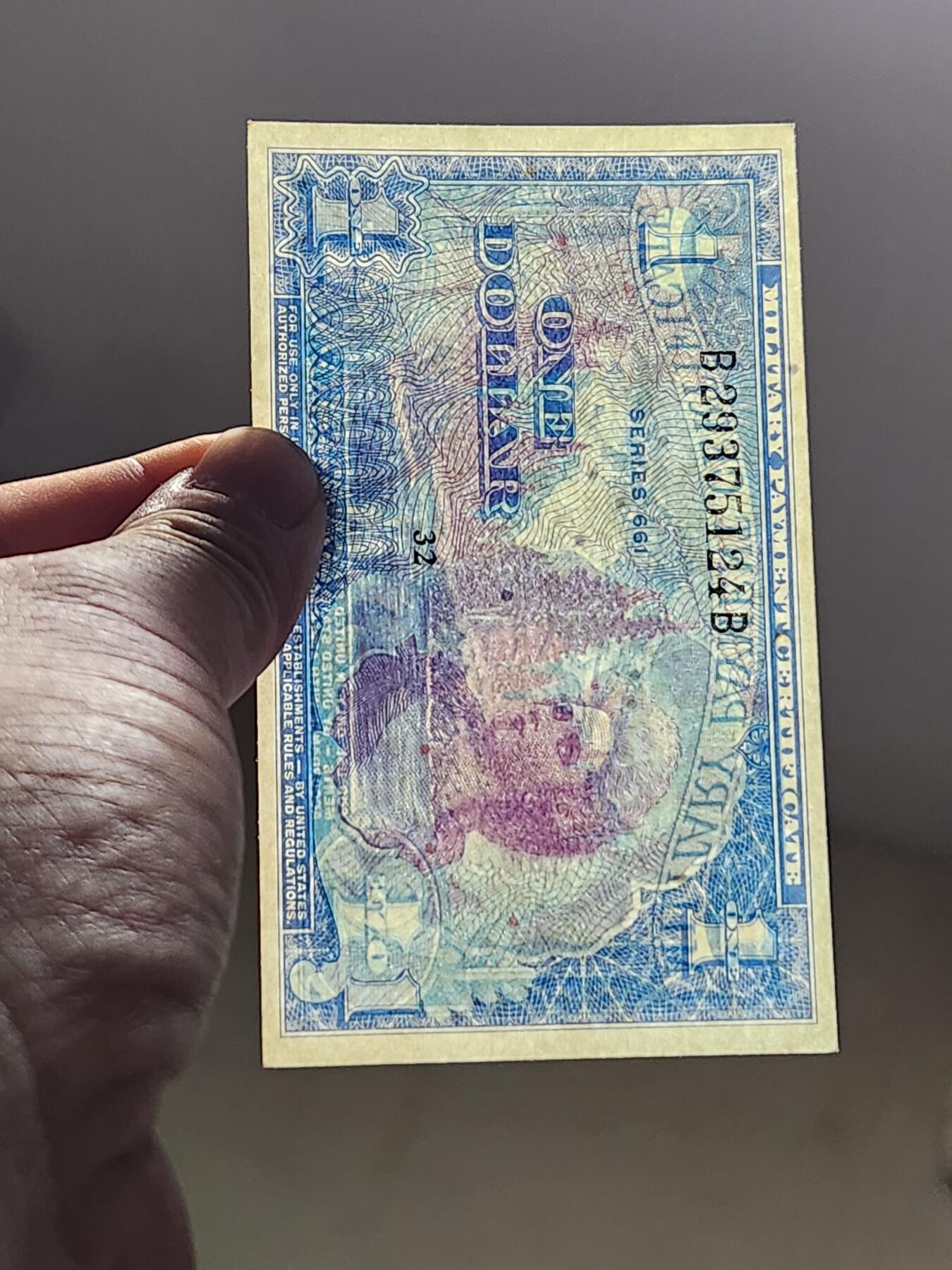 3月10号晚上8点 外国纸币自动截拍第36场 美国军票1元 661系列 原票新品