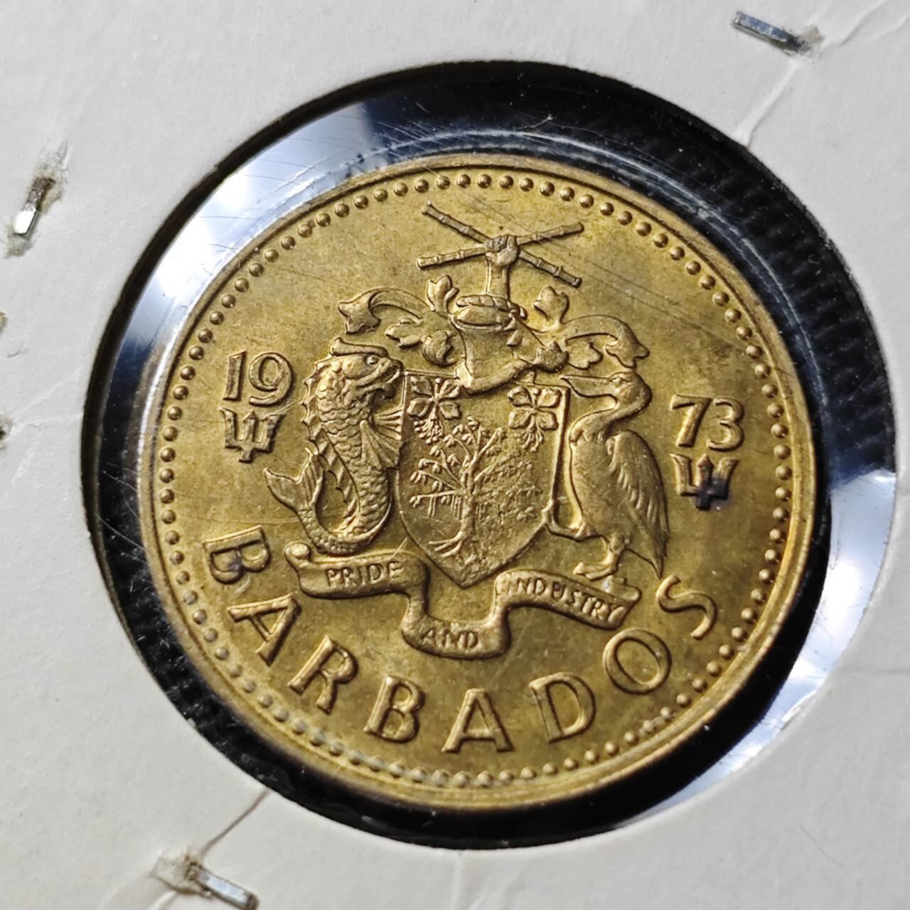 KK钱币收藏小铺   第405期 2月预留时间 周末发货 1973巴巴多斯5分 