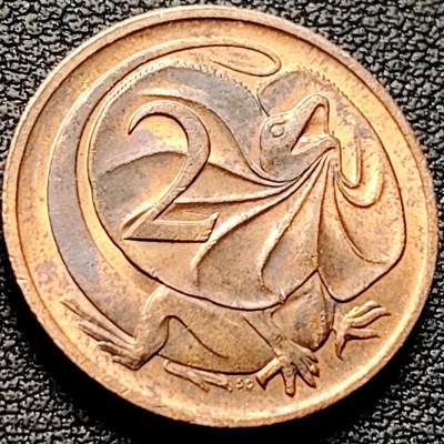 泉币菌-第207场-拍品多 请提前出价 - 铜光美品 1984年 英属澳大利亚2分铜币 伞蜥蜴斗篷蜥 21.5mm
