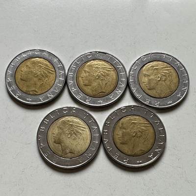 🌹外币初藏🌹🐯2026年第27场   每周二四六晚8️⃣点 接代拍 - 意大利500里拉双色币五枚