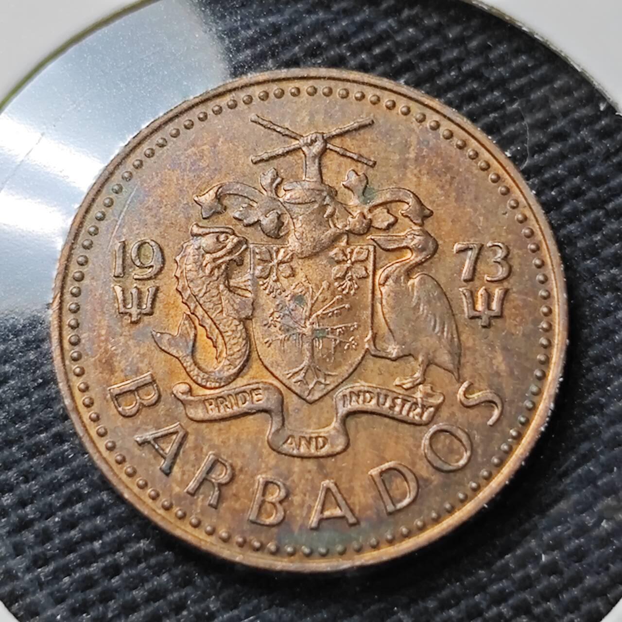 KK钱币收藏小铺   第405期 2月预留时间 周末发货 1973巴巴多斯1分 