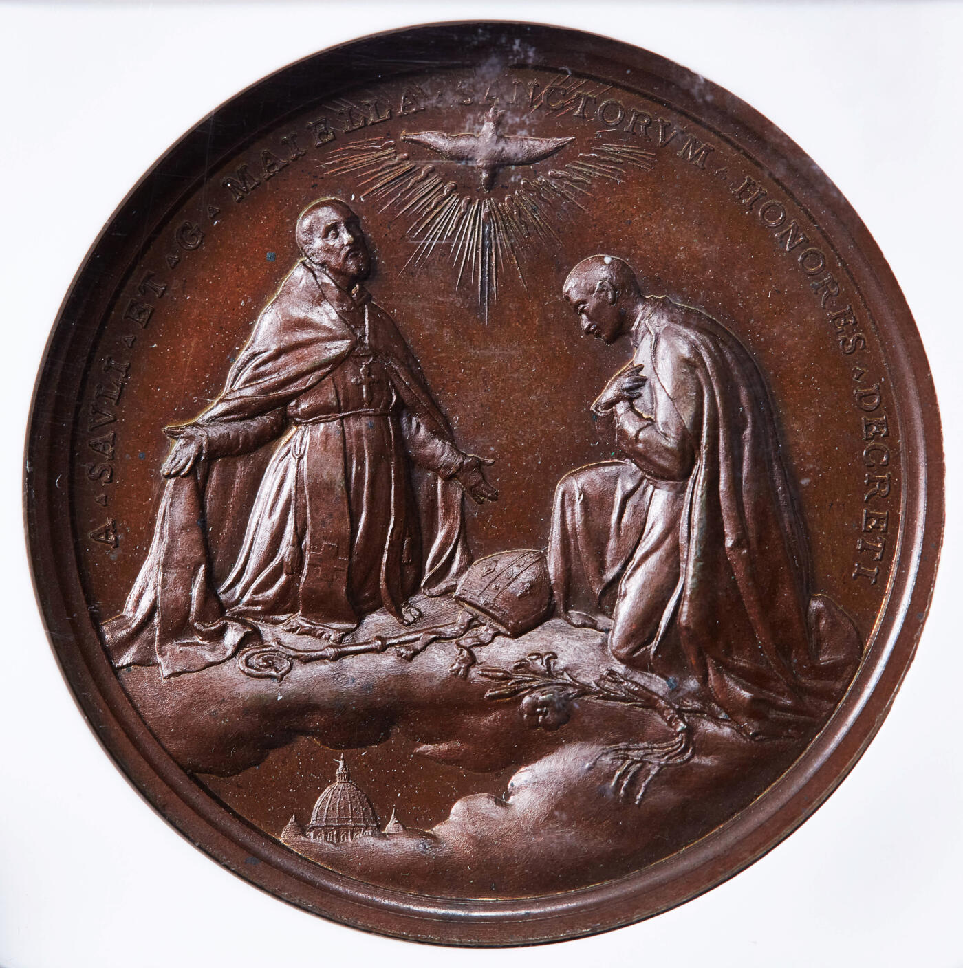 【俄甄集藏】2026年(049)03-18星期三 晚 19:30 全场包邮 梵蒂冈教皇国1904年纪念教皇庇护十世封圣大铜章，NGC MS63，巧克力包浆，高浮雕，少见品种