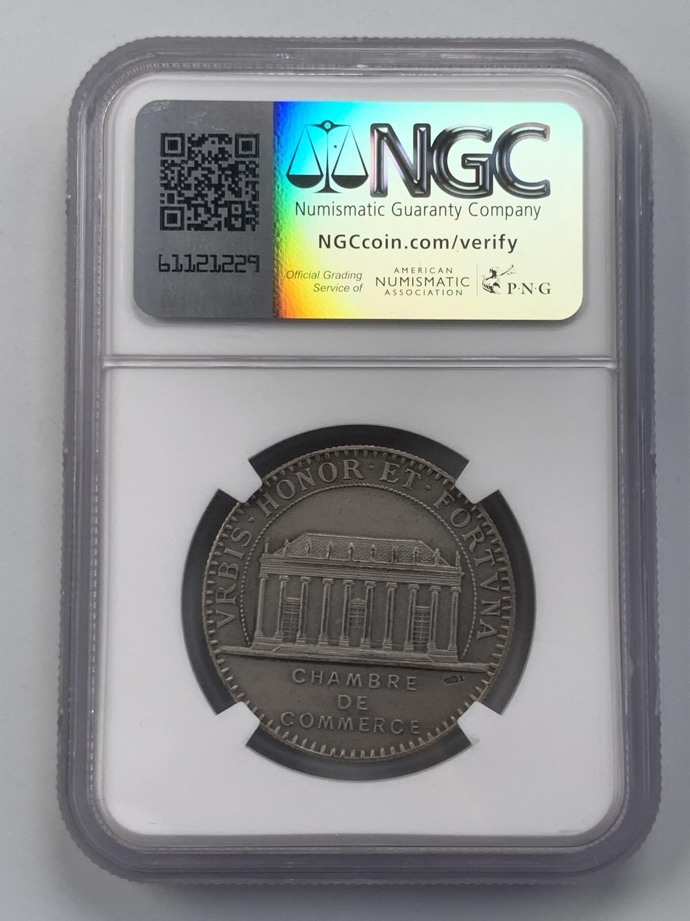 掌中浮雕-藏着的欧洲第054场 NGC MS65MATTE ：法国南特市商会银章，32mm