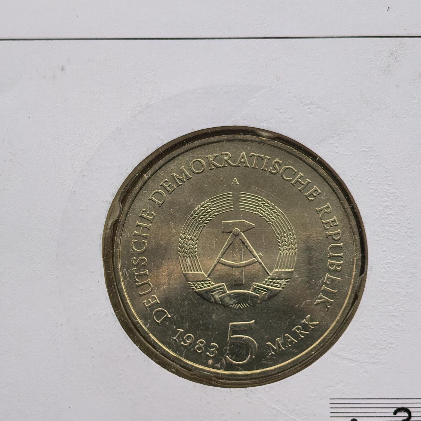 道一币馆币章第一百六十八场 邮币封 民主德国1983年马丁·路德-艾斯莱本教授诞辰500周年5马克纪念币