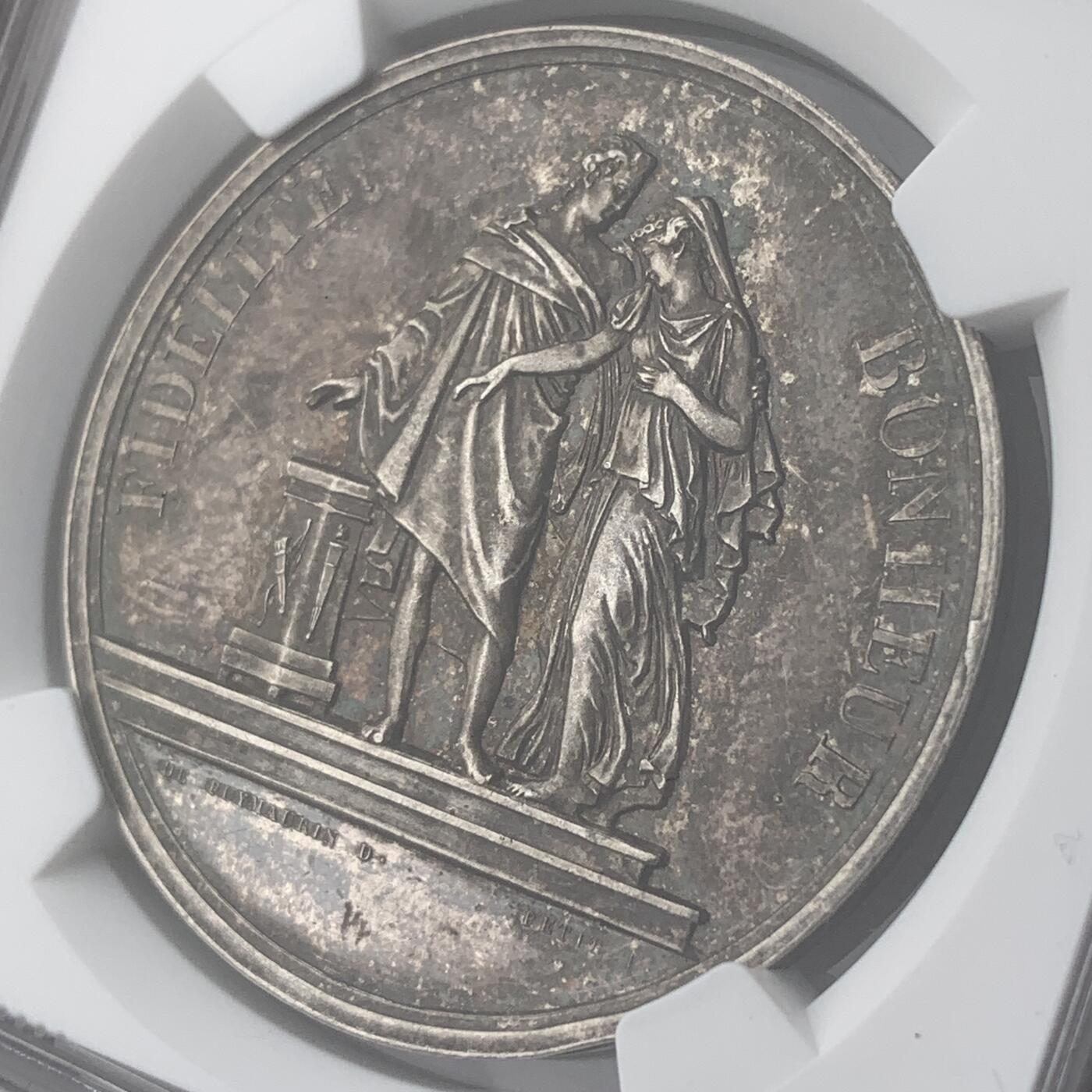 掌中浮雕-藏着的欧洲第054场 NGC MS61 : 法国结婚银章，39mm