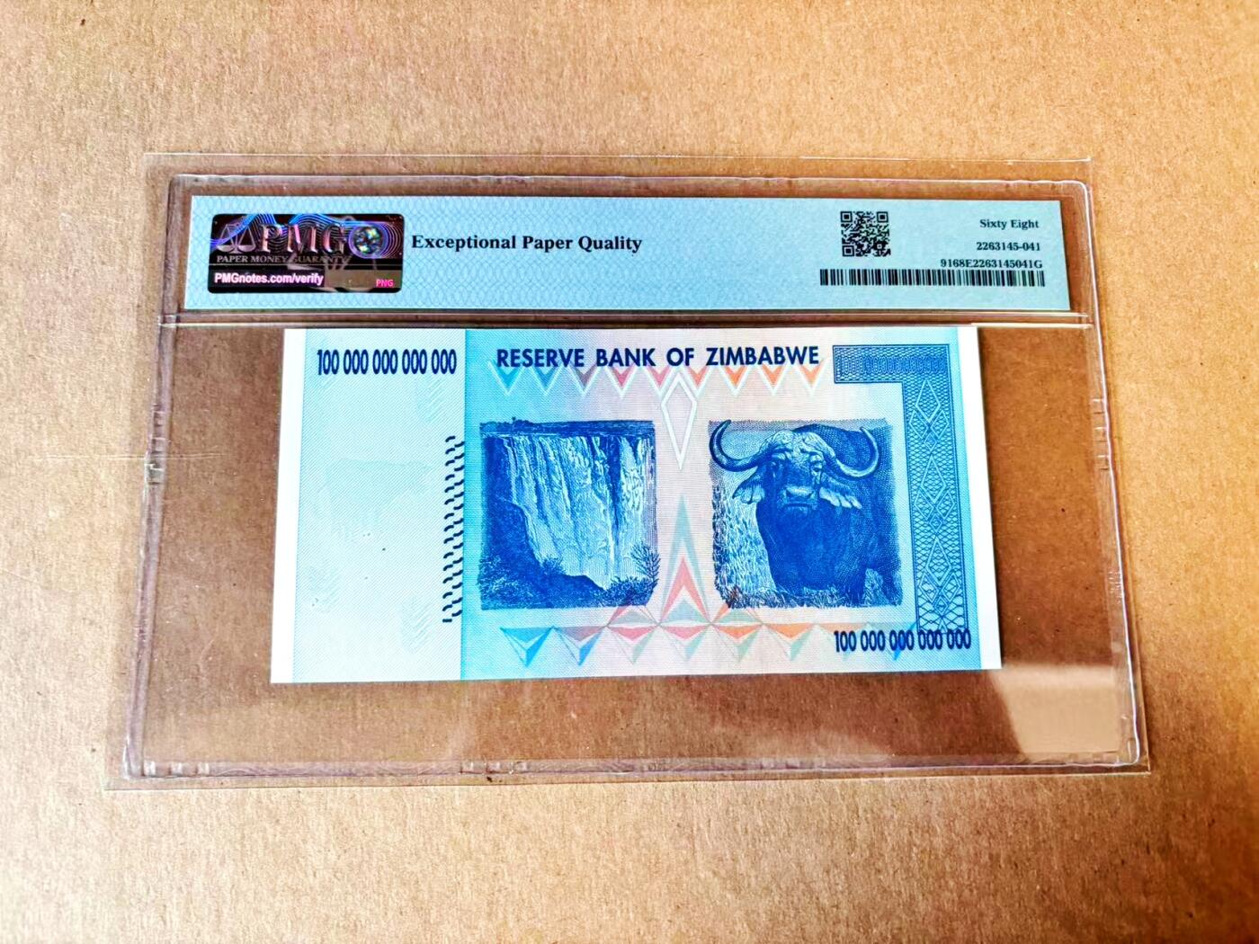 【Blue Auction】世界纸币精拍第793期——18级TOP拍卖/信誉/品质/专业/高效💫 【AA冠777豹子号】津巴布韦 2008年100万亿元 PMG68EPQ 高分