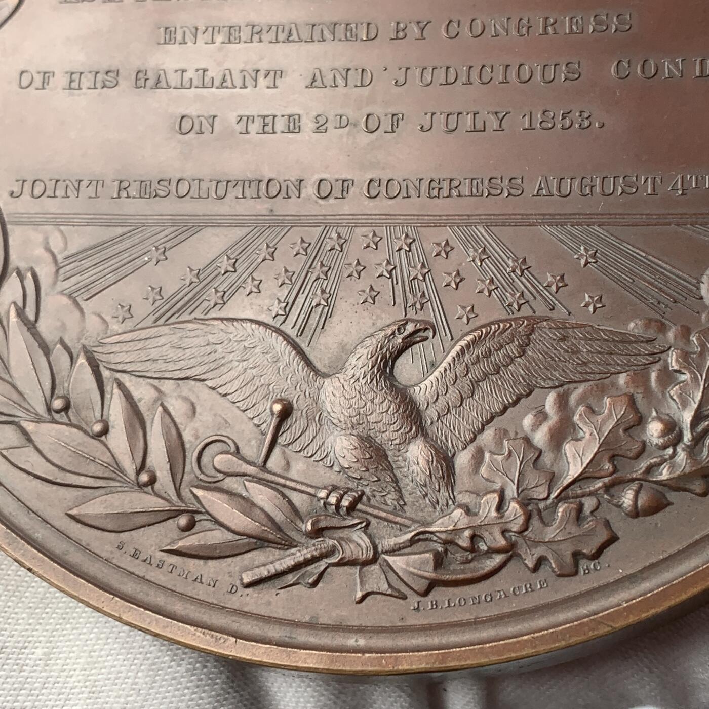 掌中浮雕-藏着的欧洲第054场 1854年邓肯·英格拉姆的营救马丁·科什塔，102mm，Peter F Cross, James B Longacre and S Eastman雕刻