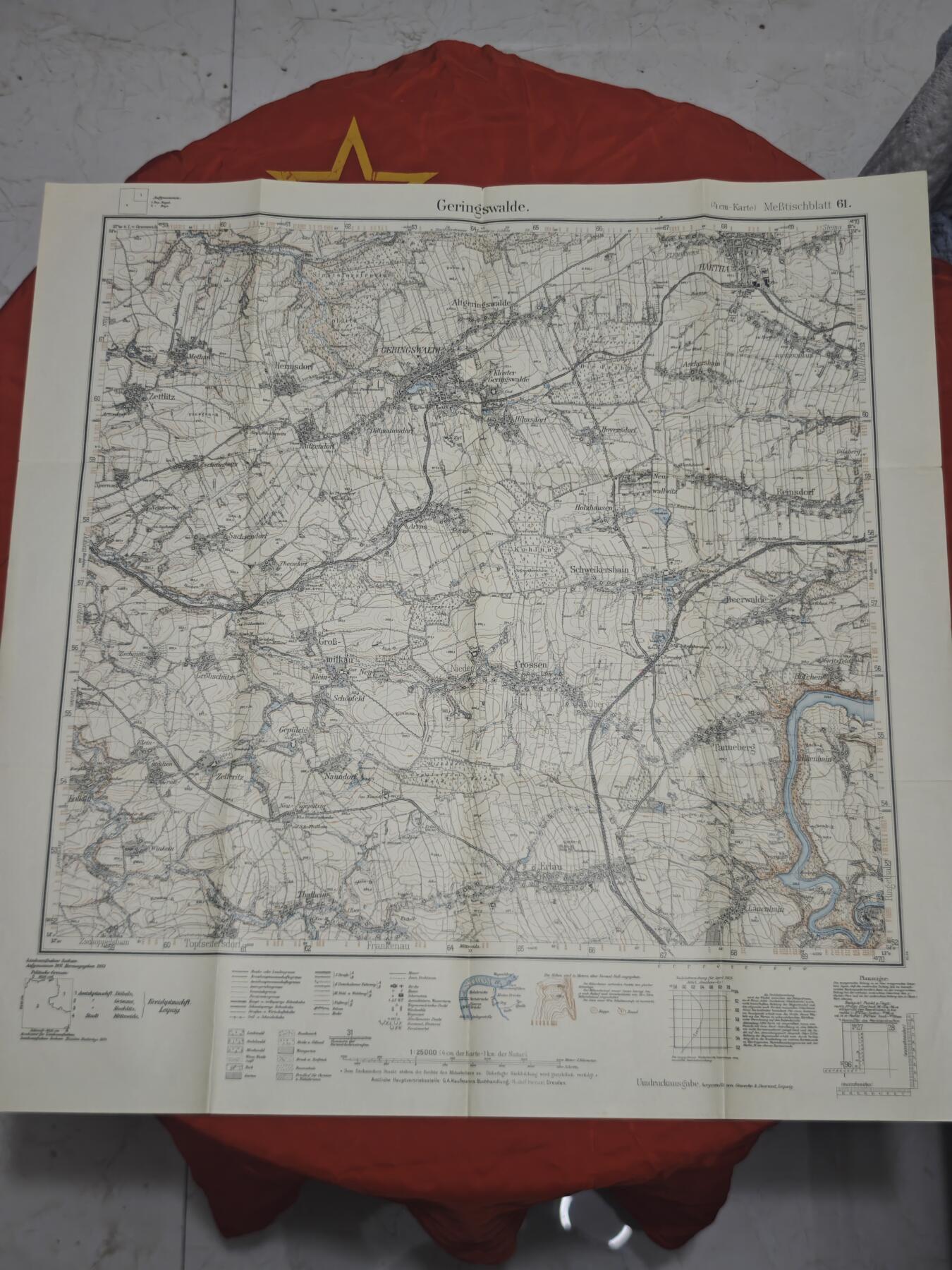 橙子收藏第五期 德意志帝国/魏玛共和国时期萨克森州官方测绘的高精度军用/民用地形图，1913年出版。是研究20世纪初德国中部地理、行政与军事的珍贵实物史料