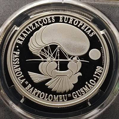 【全场包邮】纯粹捡漏拍511场 - 葡萄牙2007年8欧元古斯芒的轻型飞艇精制纪念银币【36毫米31.1克92.5%】