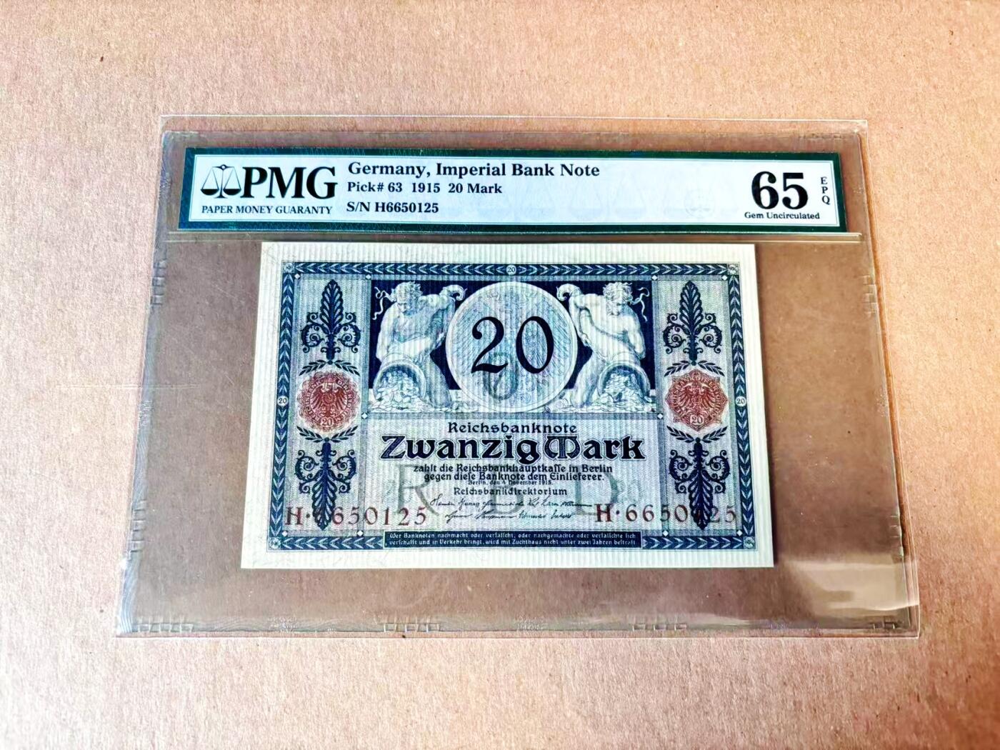 【Blue Auction】世界纸币精拍第793期——18级TOP拍卖/信誉/品质/专业/高效💫 【无47】德国 1915年20马克 PMG65EPQ 