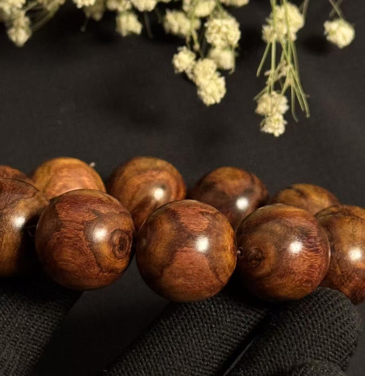 零元拍：鬼脸花纹海南黄花梨手串2.0