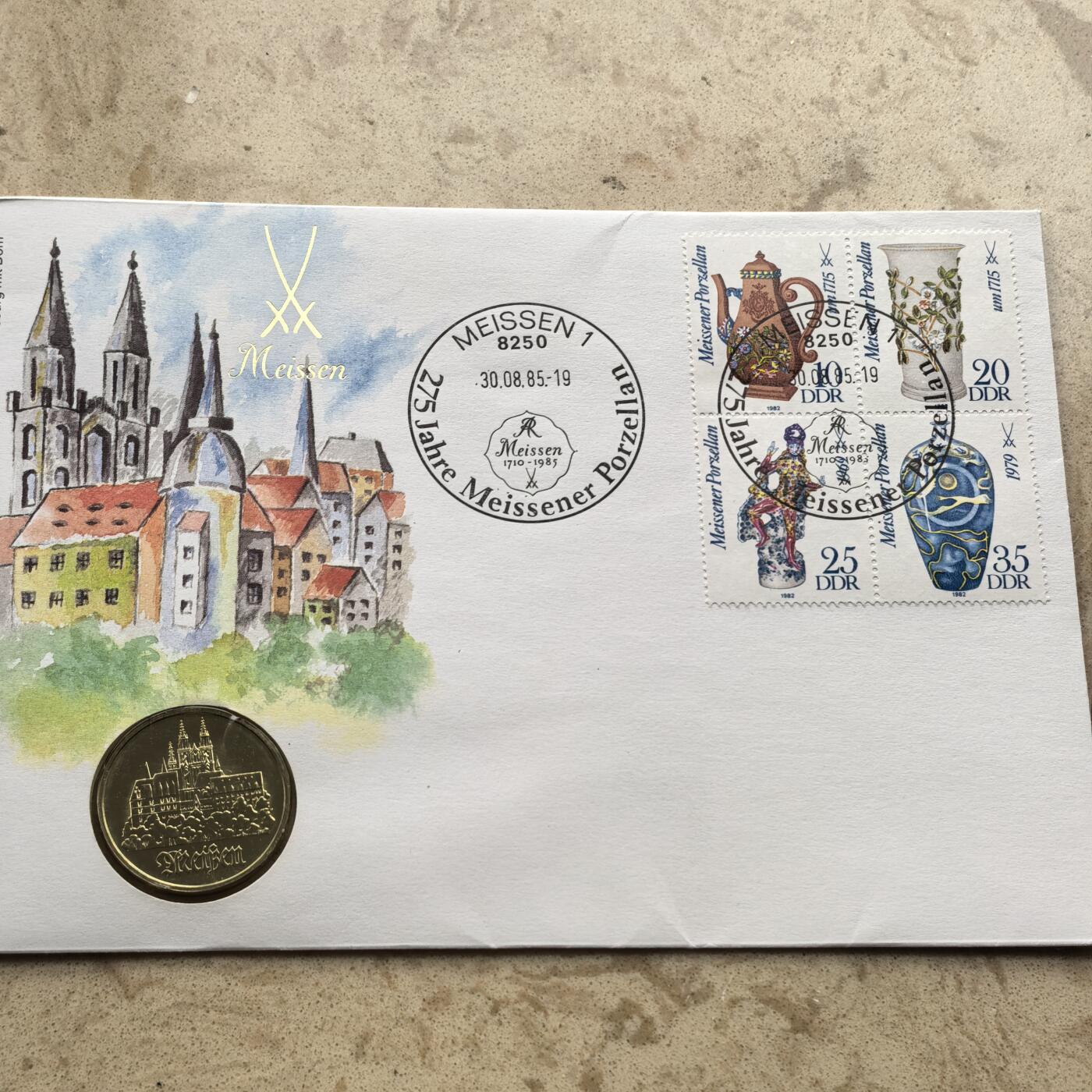 道一币馆币章第一百六十八场 邮币封 民主德国1989年托马斯·蒙泽诞辰玛丽亚教堂500周年5马克纪念币-2