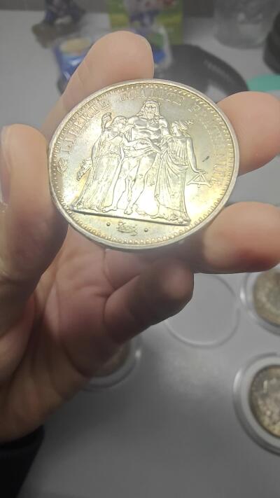 MS级极品黄油转光法国大力神银币