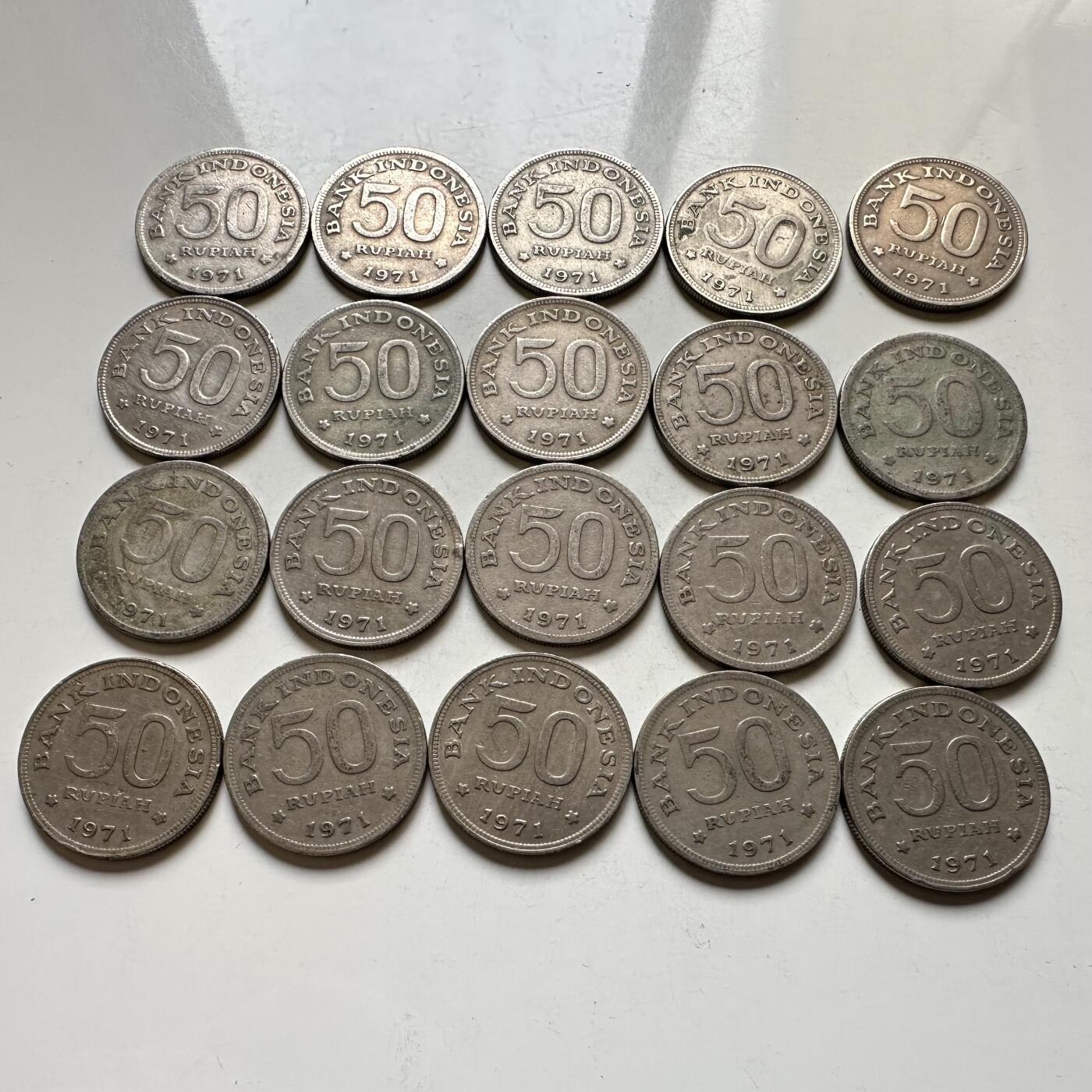 🌹外币初藏🌹🐯2026年第27场   每周二四六晚8️⃣点 接代拍 印度尼西亚 1971年天堂鸟50卢比一组20枚 a