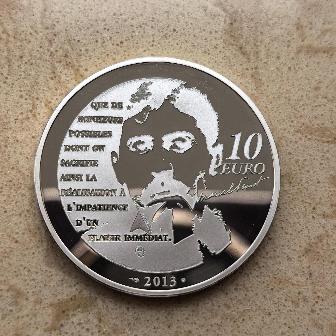 道一币馆币章第一百六十八场 原盒证 法国2013年法国历史文豪-马塞尔·普鲁斯特10欧元精制银币  22.2g 900s 5000