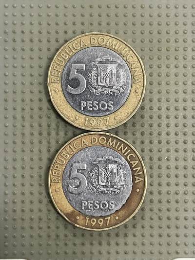 2026年第32场各国散币拍卖（总第182场） - 多米尼加1997年5比索2枚