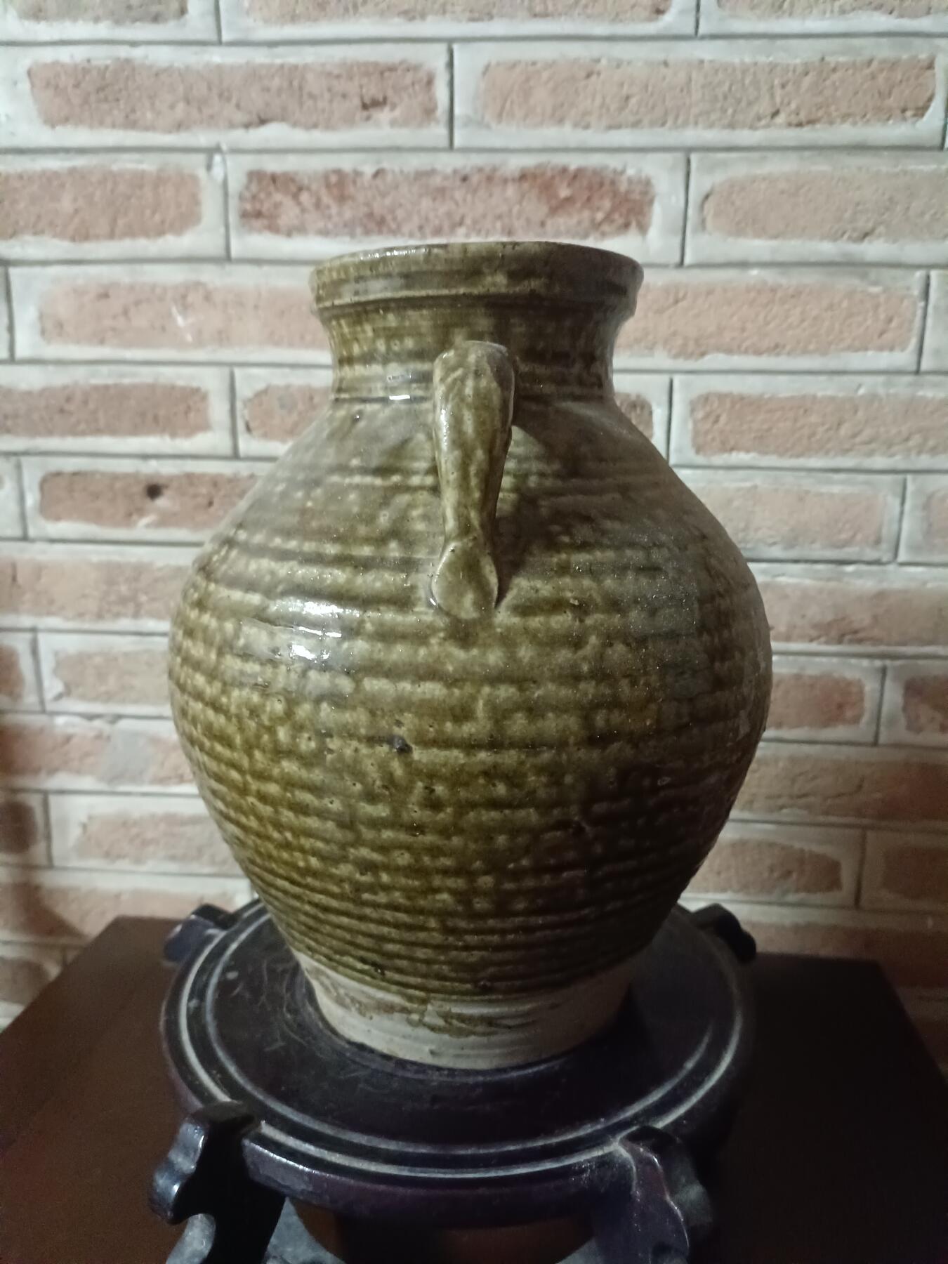 清代褐色釉双系罐