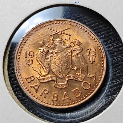 KK钱币收藏小铺   第405期 2月预留时间 周末发货 - 1973巴巴多斯1分 