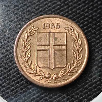 KK钱币收藏小铺   第405期 2月预留时间 周末发货 - 1966冰岛1奥拉