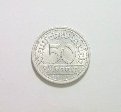 【旋风钱币】3月14日19:00准时开拍 精美欧洲币章、银币银章、第三帝国钱币等 全场包邮！ - 稀年 德国魏玛1919年E版50芬尼 开卷原光