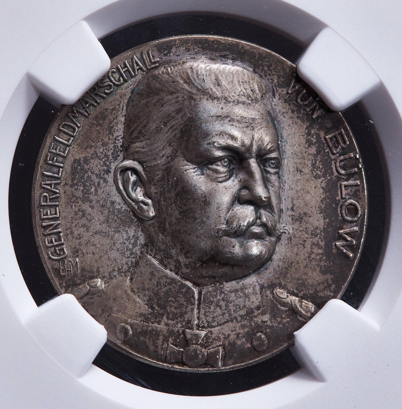 【俄甄集藏】2026年(049)03-18星期三 晚 19:30 全场包邮 德国1915年纪念一战陆军元帅卡尔·冯·比洛银章，NGC MS62，酱彩老包浆，高浮雕，少见品种