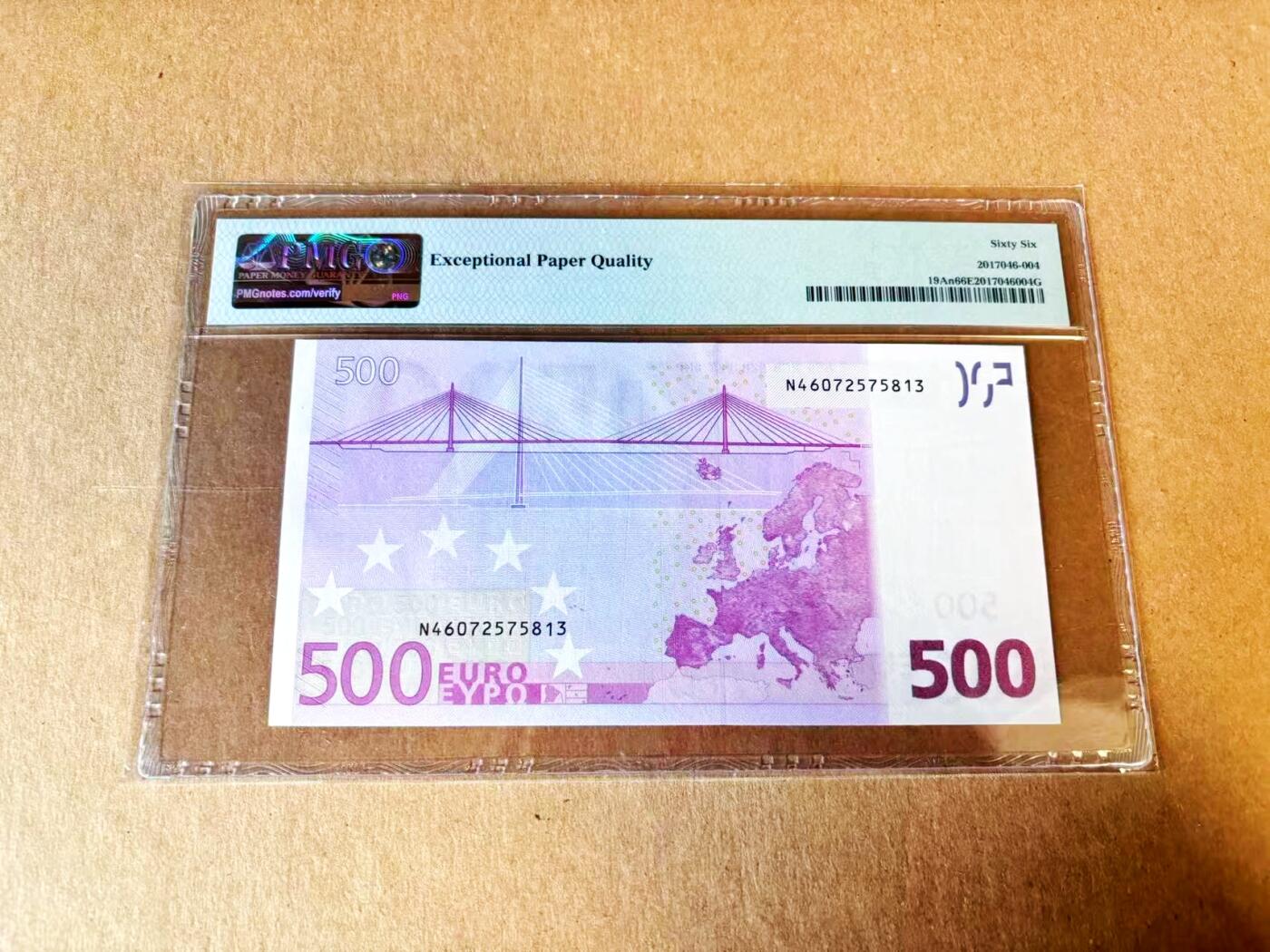 【Blue Auction】世界纸币精拍第793期——18级TOP拍卖/信誉/品质/专业/高效💫  欧盟 2002年500欧元 PMG66EPQ   