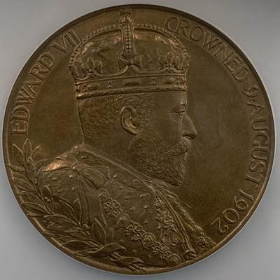 掌中浮雕-藏着的欧洲第054场 - NGC MS63 : 1902年英国爱德华七世加冕纪念铜章，55mm