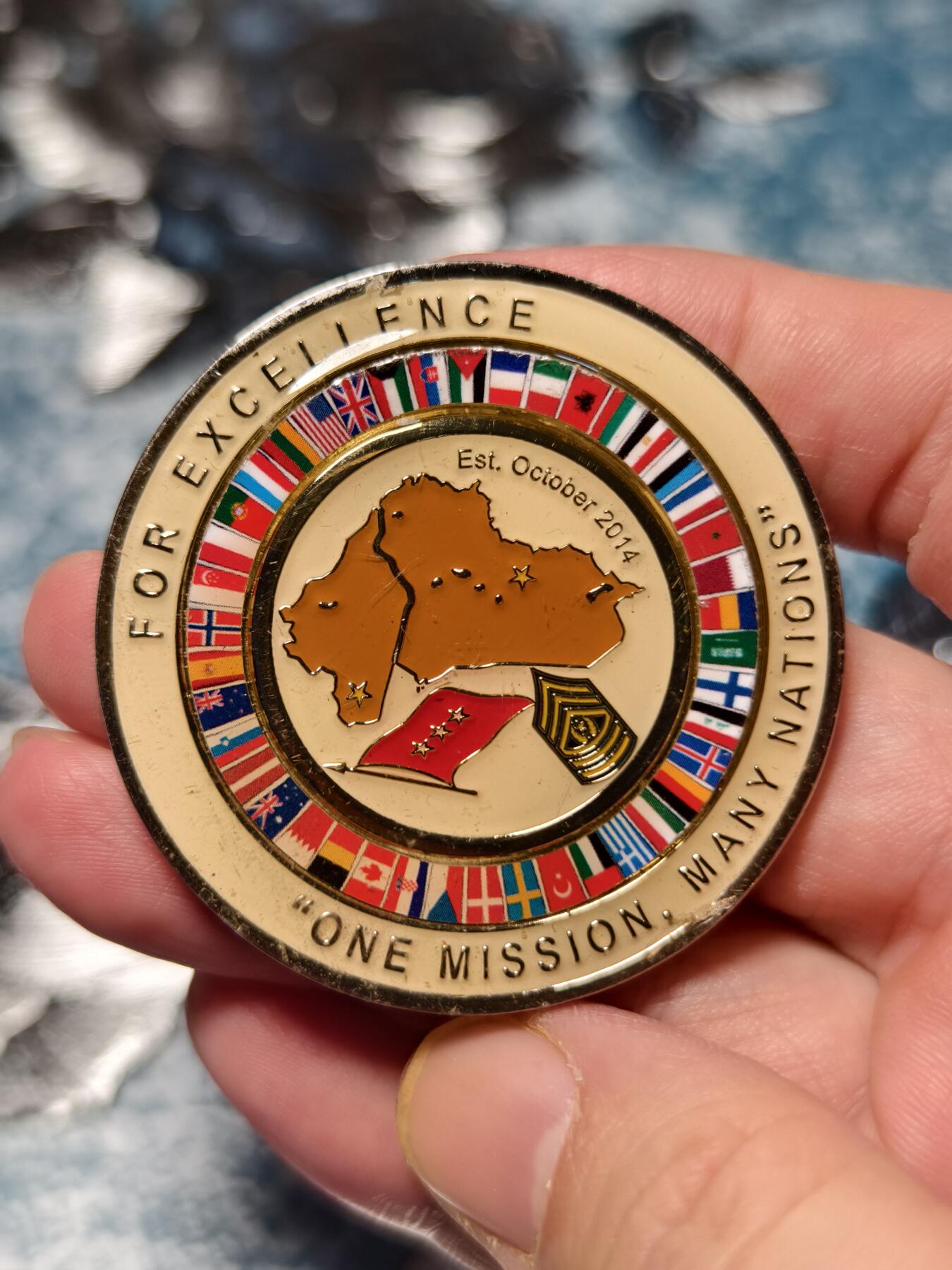 抚柳草堂-第十五期章牌钱币  奖章勋章限时免佣 满百包邮 放漏专场 Operation Inherent Resolve 多国联合特遣部队挑战币 锌合金珐琅彩 品相如图