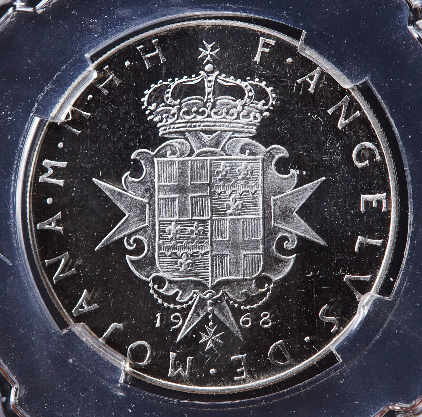 【俄甄集藏】2026年(049)03-18星期三 晚 19:30 全场包邮 马耳他骑士团1968年圣约翰与公羊主题FAO粮农组织3斯库多精制银币，信泰 SP65，重12克，800银，发行量20000枚