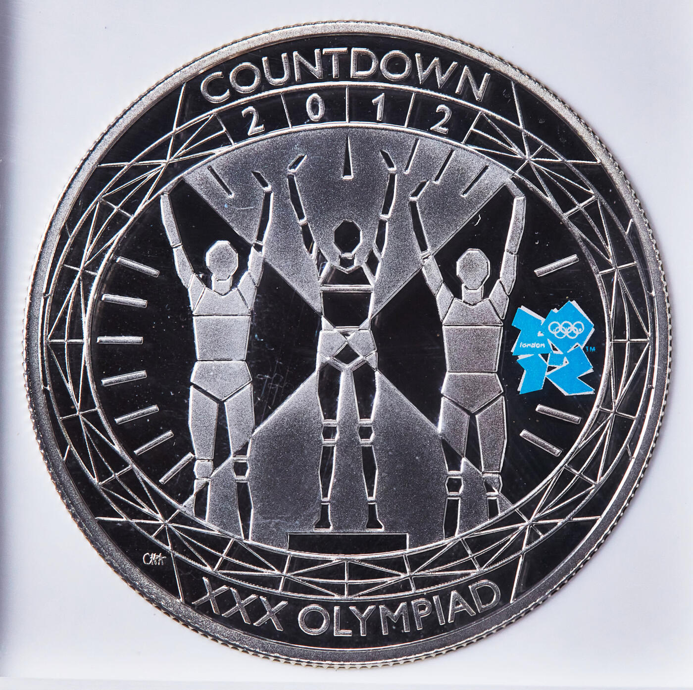 【俄甄集藏】2026年(049)03-18星期三 晚 19:30 全场包邮 英国2012年纪念伦敦奥运会倒计时彩绘加厚精制5镑大银币，NGC PF70UC，特殊标签，重56.56克，925银，发行量2324枚，少见品种