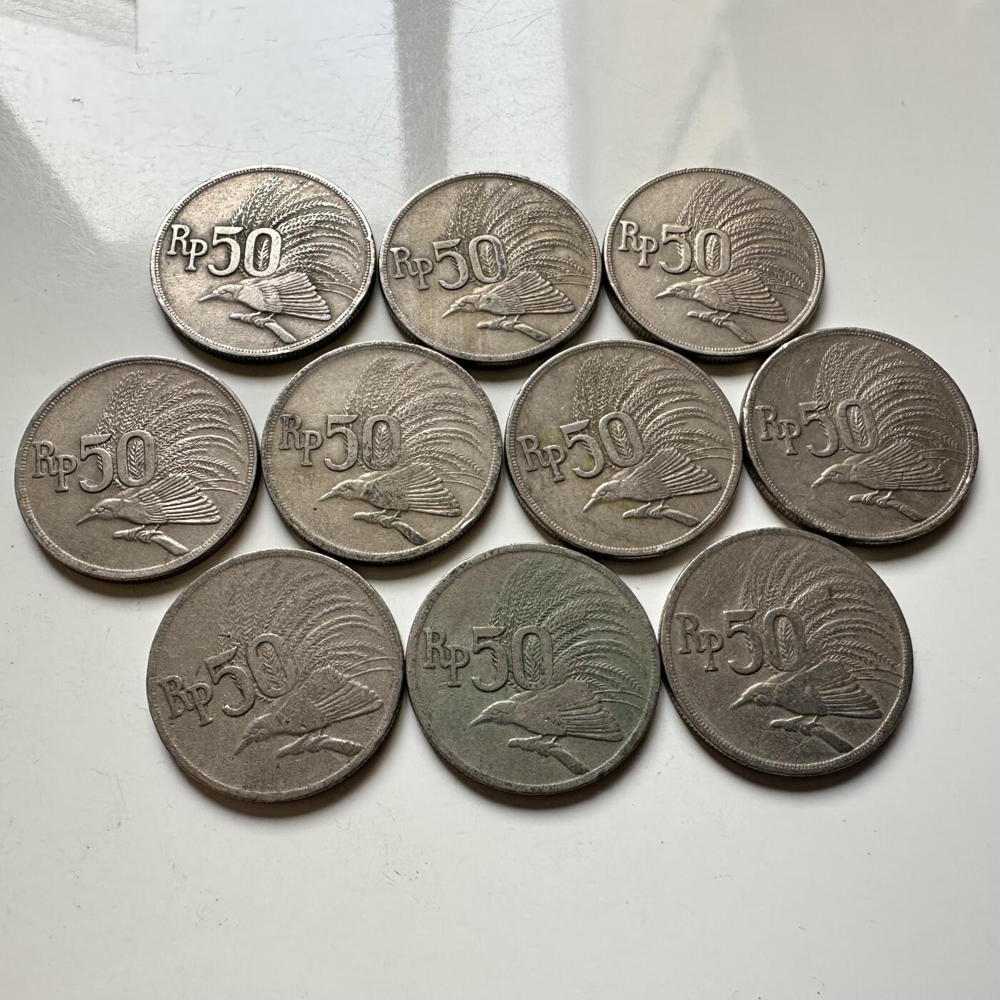 🌹外币初藏🌹🐯2026年第27场   每周二四六晚8️⃣点 接代拍 印度尼西亚 1971年天堂鸟50卢比一组10枚