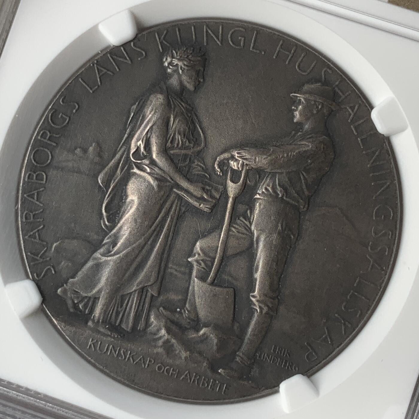 掌中浮雕-藏着的欧洲第054场 NGC MS62 : 瑞典农业协会银章，40mm