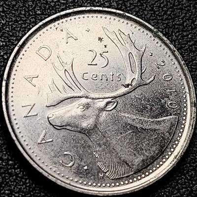泉币菌-第207场-拍品多 请提前出价 - 高币值 加拿大2010年1/4加拿大元 伊丽莎白二世 驯鹿 24mm 
