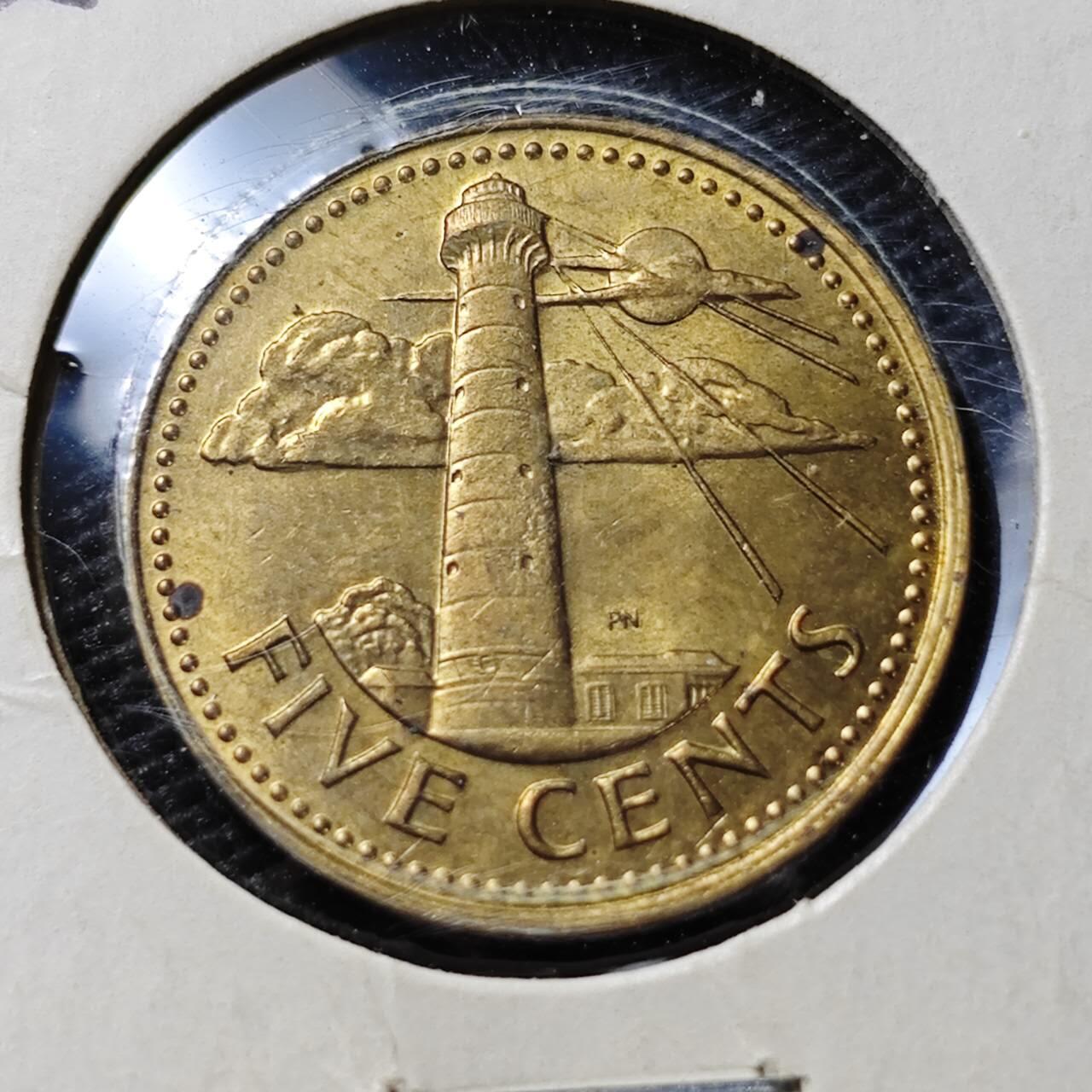 KK钱币收藏小铺   第405期 2月预留时间 周末发货 1973巴巴多斯5分 