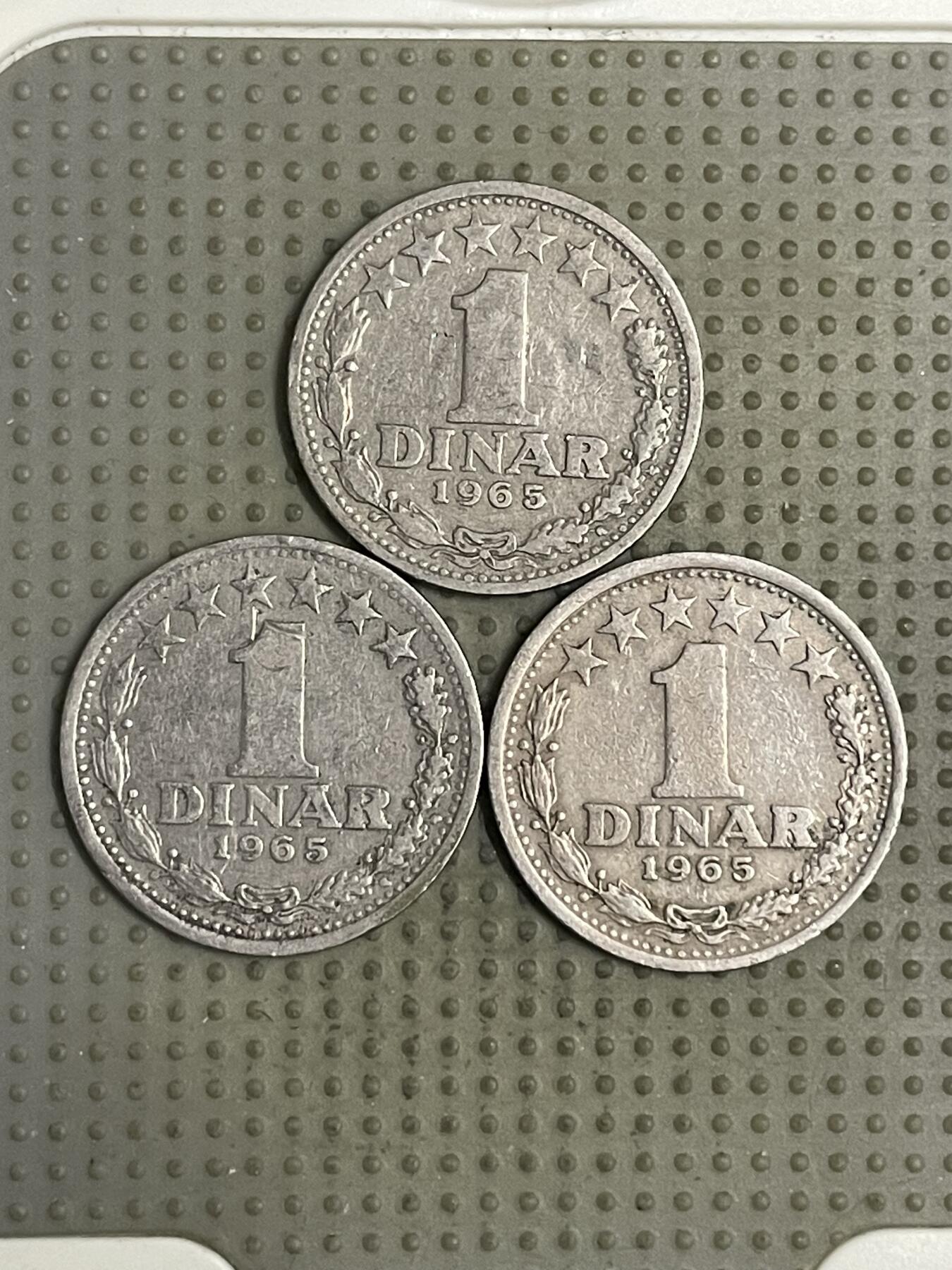 2026年第33场各国散币拍卖（总第183场） 南斯拉夫1965年1第纳尔3枚