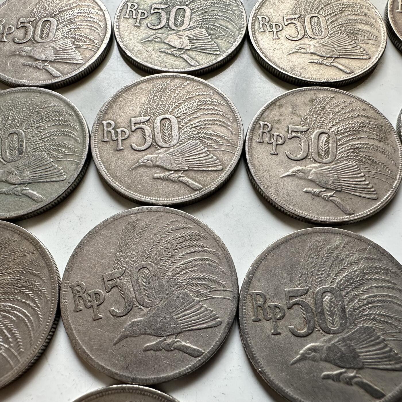 🌹外币初藏🌹🐯2026年第27场   每周二四六晚8️⃣点 接代拍 印度尼西亚 1971年天堂鸟50卢比一组20枚 a