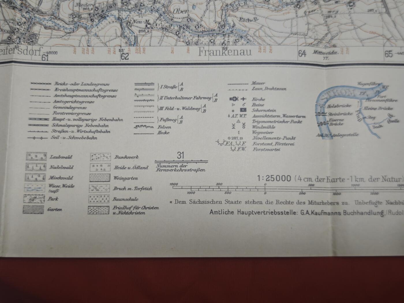 橙子收藏第五期 德意志帝国/魏玛共和国时期萨克森州官方测绘的高精度军用/民用地形图，1913年出版。是研究20世纪初德国中部地理、行政与军事的珍贵实物史料