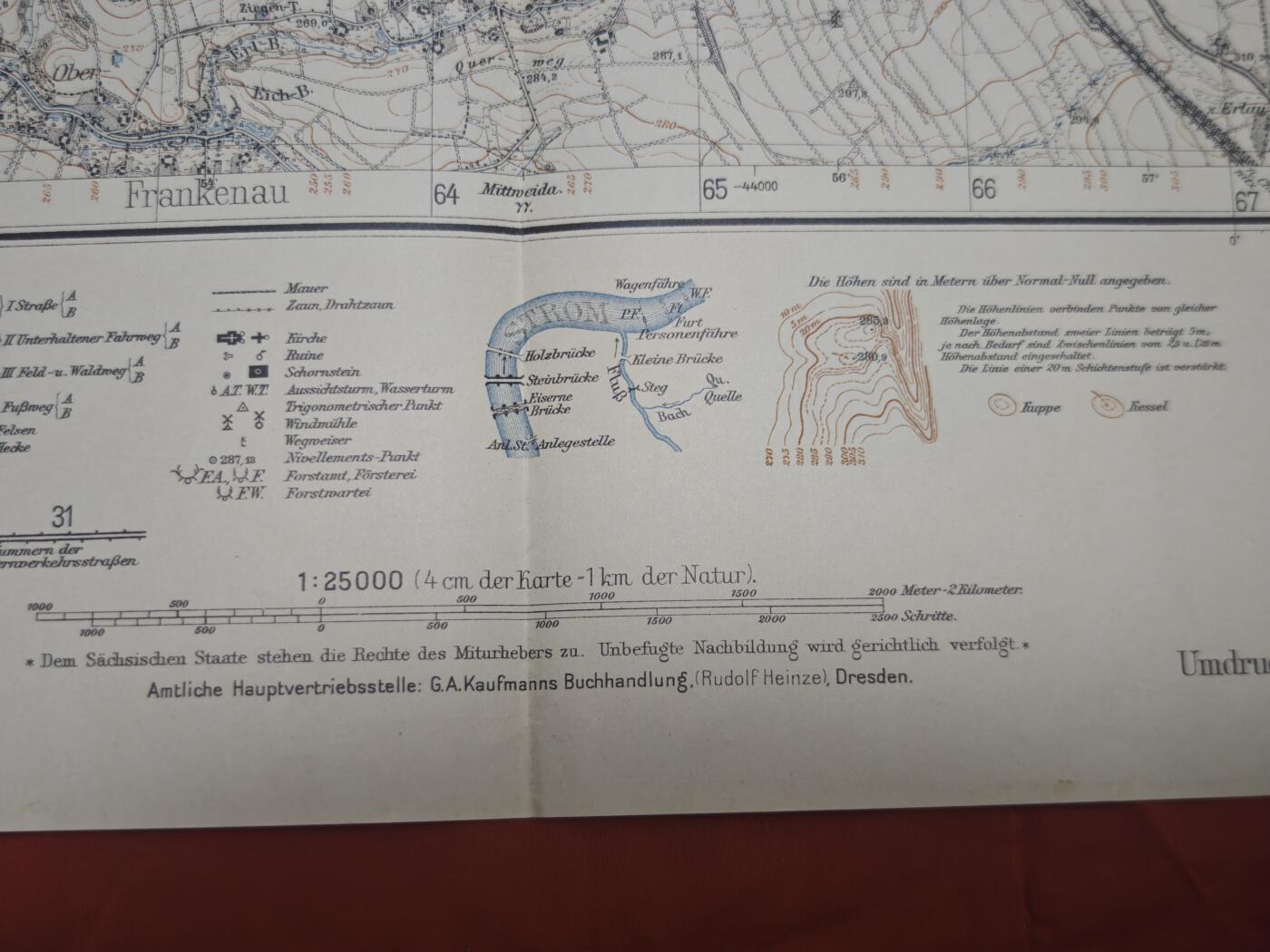 橙子收藏第五期 德意志帝国/魏玛共和国时期萨克森州官方测绘的高精度军用/民用地形图，1913年出版。是研究20世纪初德国中部地理、行政与军事的珍贵实物史料