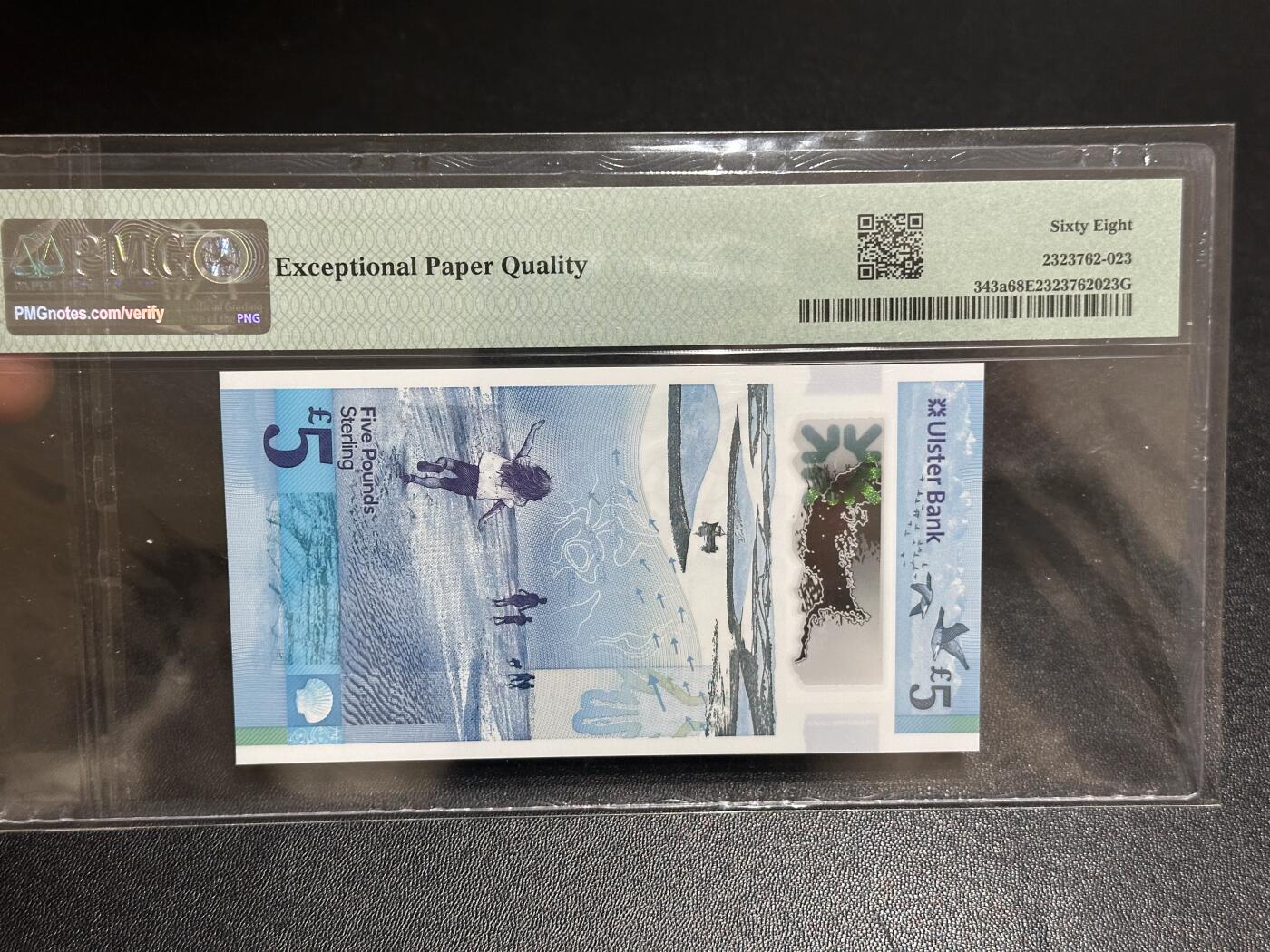 《外钞收藏家》第六百一十六期（精品场）（长期征集拍品、欢迎藏友们联系合作） 2018年北爱尔兰阿尔斯特银行5镑 AA冠 PMG68