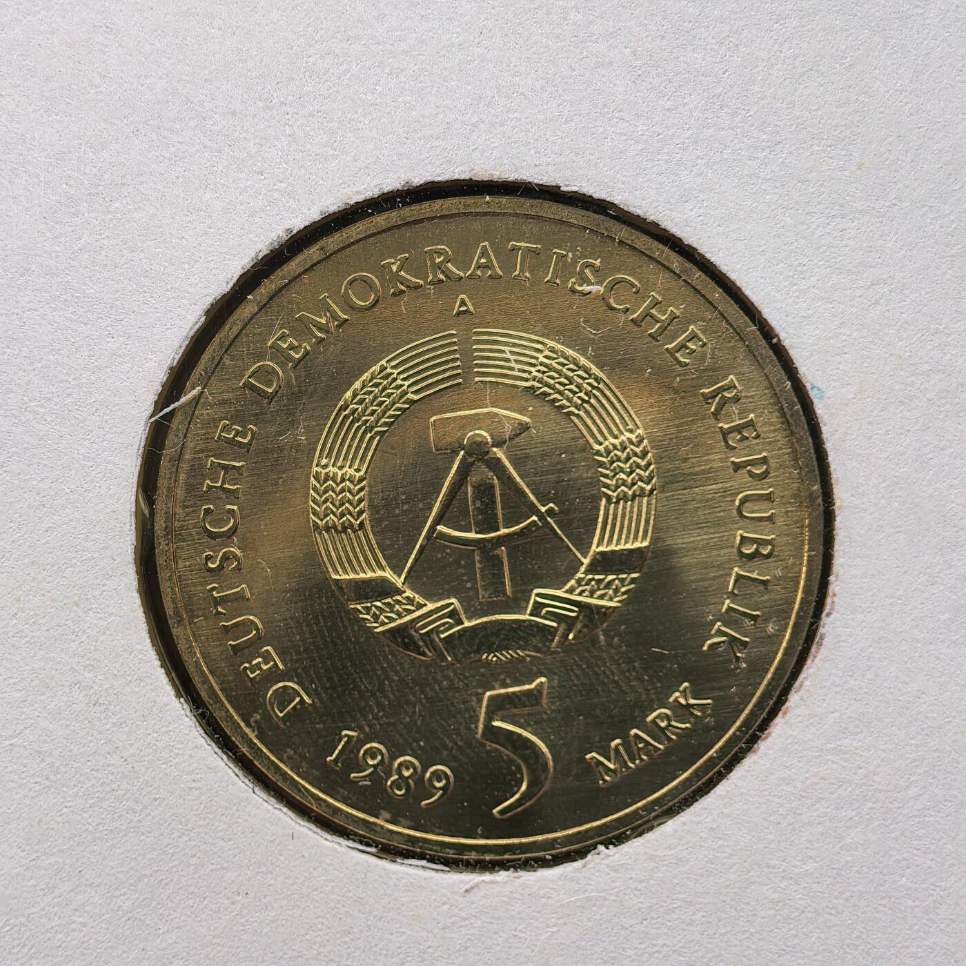 道一币馆币章第一百六十八场 邮币封 民主德国1989年托马斯·蒙泽诞辰500周年茨维考的凯瑟琳教堂5马克纪念币-2