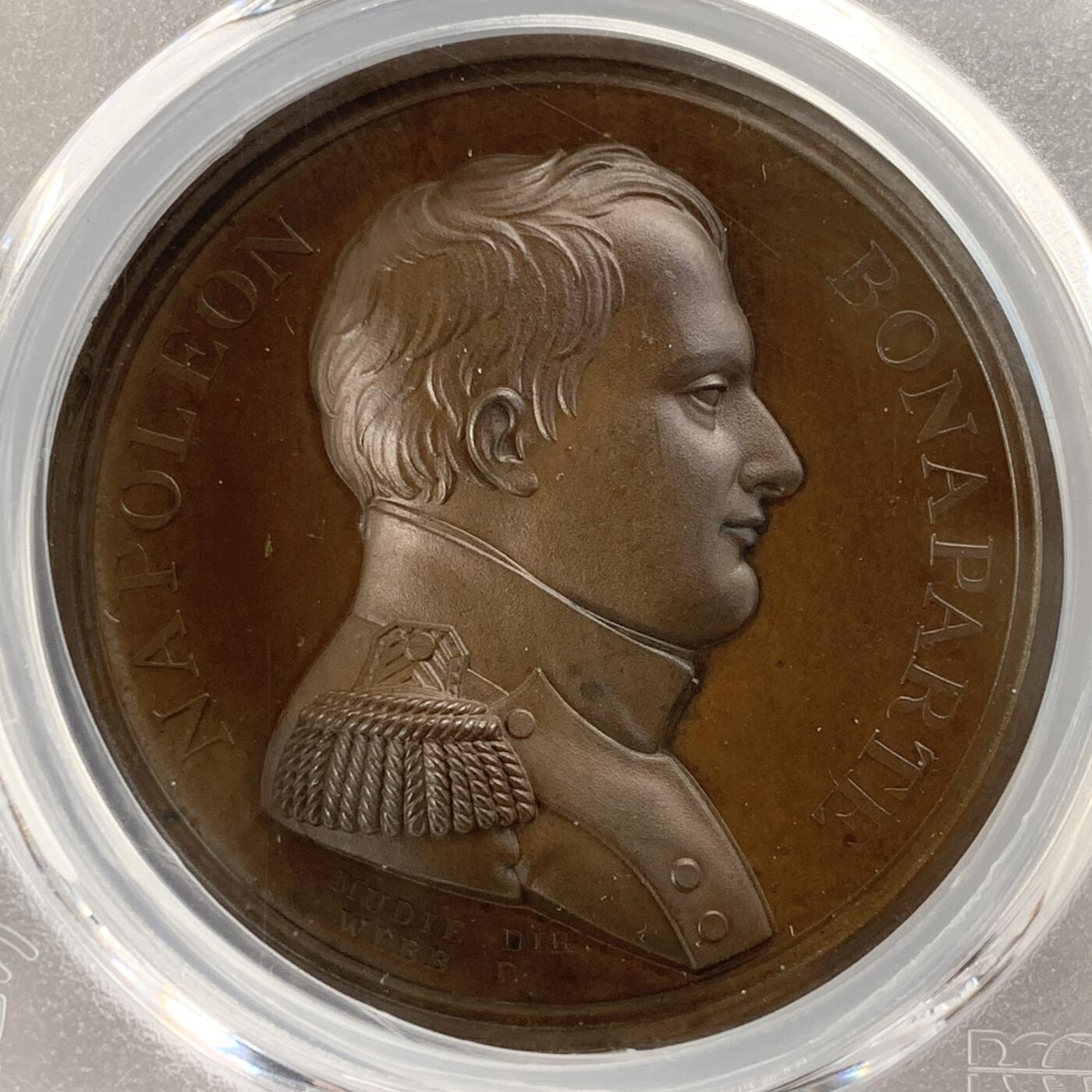 掌中浮雕-藏着的欧洲第054场 PCGS SP65 : 1815年拿破仑于柏勒洛丰号战列舰上投降，41mm, PCGS冠军分