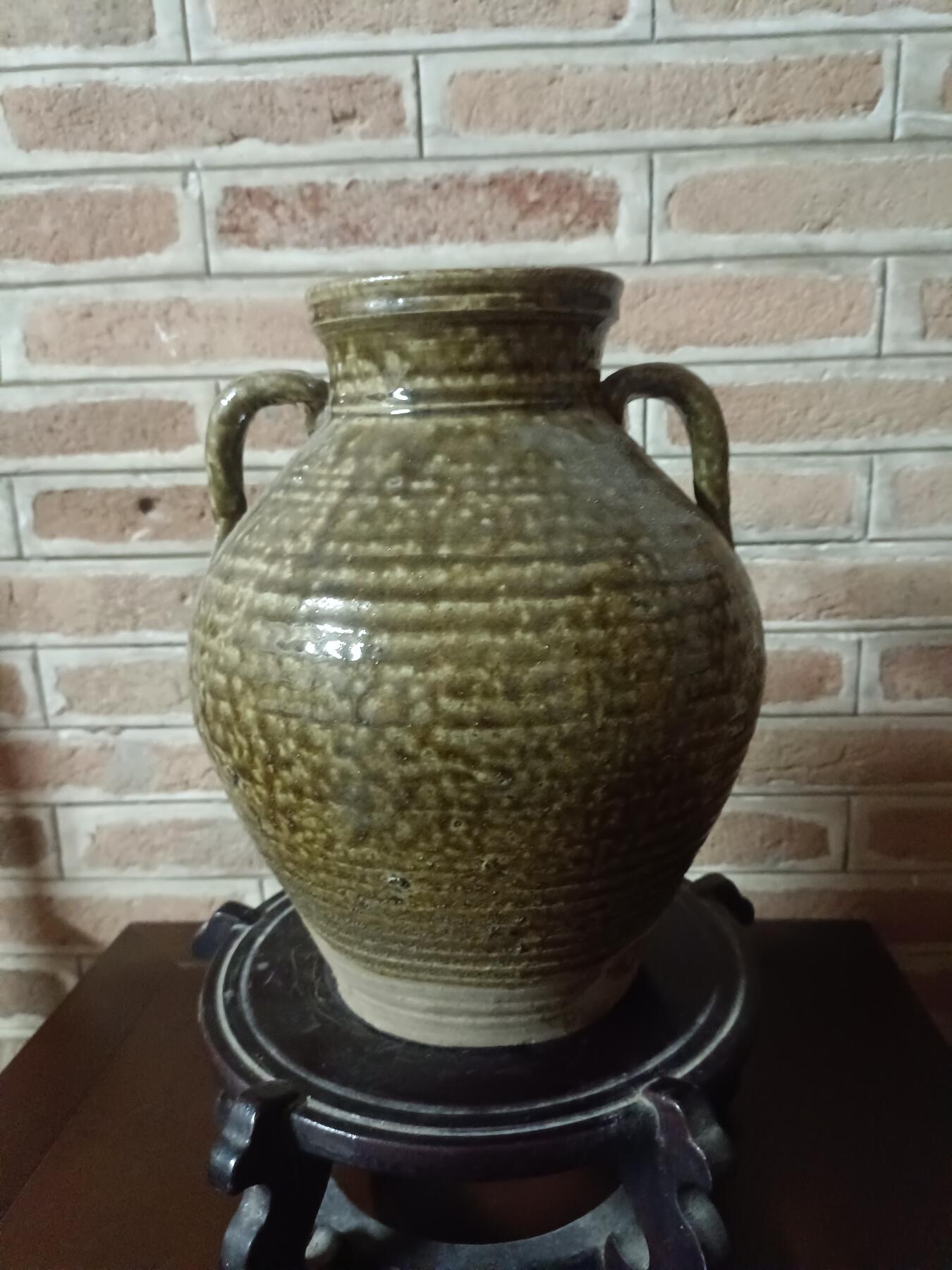 清代褐色釉双系罐