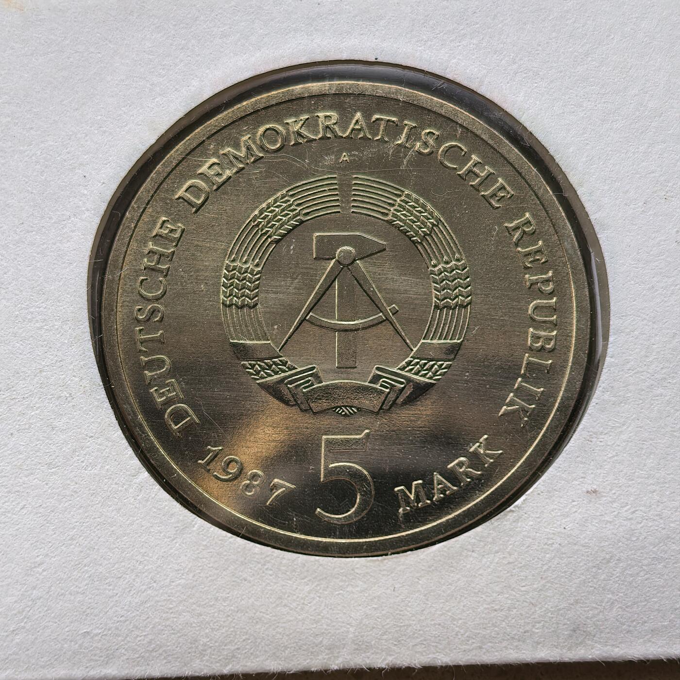 道一币馆币章第一百六十八场 邮币封 民主德国1987年柏林市政厅750周年5马克纪念币